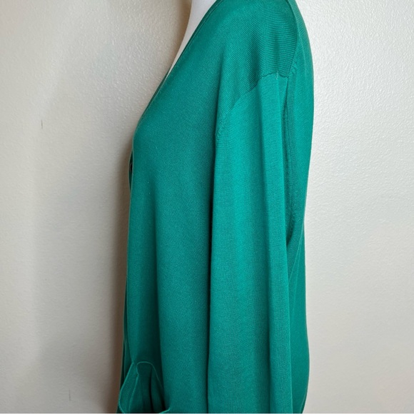 Lands End supima cotton classic grandpa cardigan sweater size large Kelly green - Picture 8 of 12